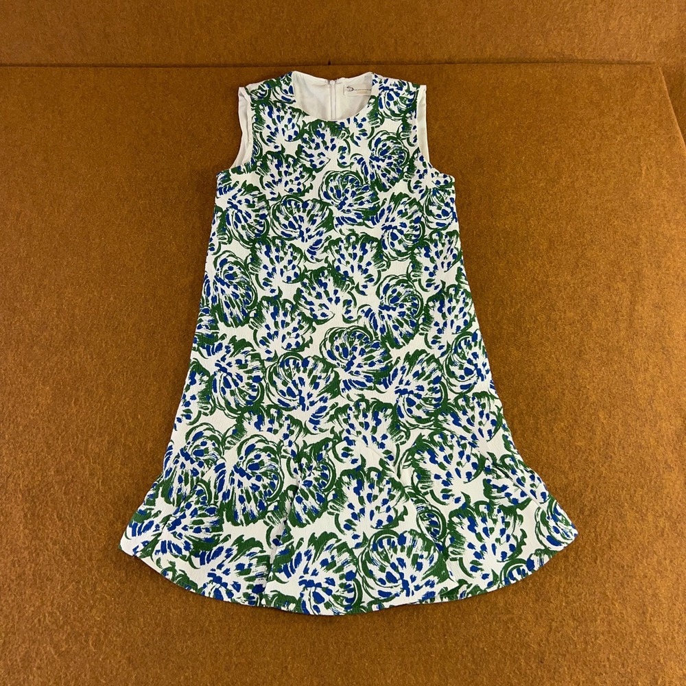Victoria Beckham White Dress with Blue and Green Floral Print